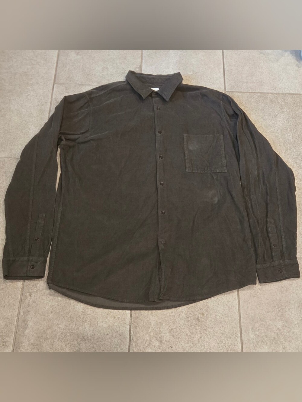 Rowan Nobel Men's XXL Fine Wale Corduroy Button Up Shirt Charcoal Gray 2XL